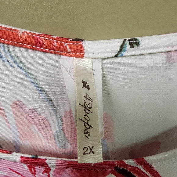 42 Pops Sleeveless Floral Print Stetch Loose Fitting Shift Style Dress Size 2X - Picture 9 of 9